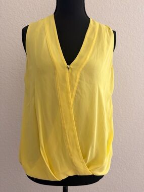 H&M Bright Yellow Draped Sleeveless Blouse | Flowy Statement Summer Top